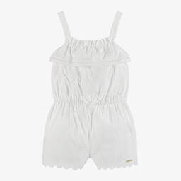 Chloé-Girls White Embroidered Cotton Playsuit | Childrensalon Outlet