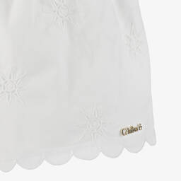 Chloé-Girls White Embroidered Cotton Playsuit | Childrensalon Outlet