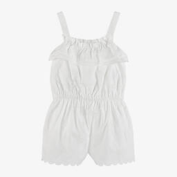 Chloé-Girls White Embroidered Cotton Playsuit | Childrensalon Outlet