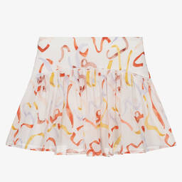 Chloé-Girls White Ribbon Print Skirt | Childrensalon Outlet