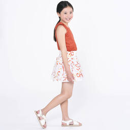Chloé-Girls White Ribbon Print Skirt | Childrensalon Outlet
