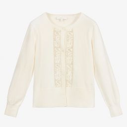 Chloé-Ivory Guipure Lace Cardigan | Childrensalon Outlet