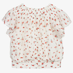 Chloé-بلوز فيسكوز كريب لون عاجي وأحمر للبنات | Childrensalon Outlet