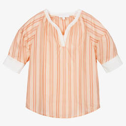 Chloé-Pink Striped Cotton Blouse | Childrensalon Outlet