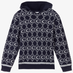 Chloé-Teen Blue Knitted Logo Hoodie | Childrensalon Outlet