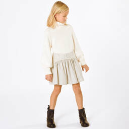 Chloé-Бежевая хлопковая юбка с вышивкой | Childrensalon Outlet