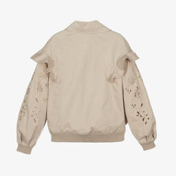 كلوي-جاكيت تينز بناتي قطن تويل مطرز لون بيج | Childrensalon Outlet