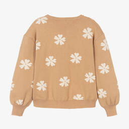 Chloé-Teen Girls Beige Knitted Flower Sweater | Childrensalon Outlet