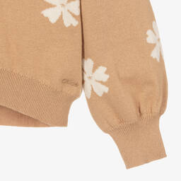 Chloé-Teen Girls Beige Knitted Flower Sweater | Childrensalon Outlet