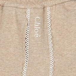 Chloé-Бежевые шорты с кружевной отделкой | Childrensalon Outlet