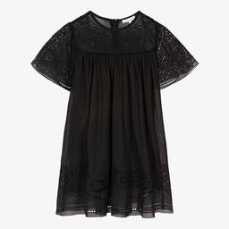 Chloé-Teen Girls Black Cutwork Cotton Dress | Childrensalon Outlet