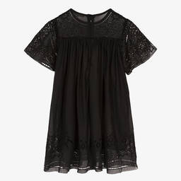Chloé-Teen Girls Black Cutwork Cotton Dress | Childrensalon Outlet