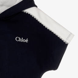 Chloé-فستان سويتشيرت هودي قطن عضوي لون كحلي | Childrensalon Outlet