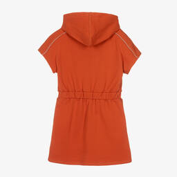 Chloé-فستان سويتشيرت هودي تينز بناتي مزيج قطن لون برتقالي | Childrensalon Outlet