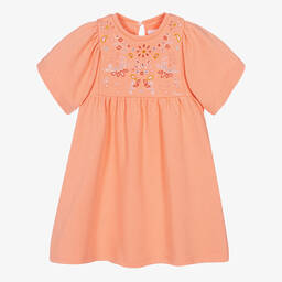 Chloé-Teen Girls Coral Orange Floral Dress | Childrensalon Outlet