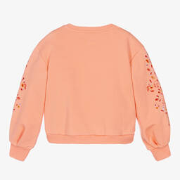 Chloé-Кораллово-оранжевый свитшот с цветочным узором | Childrensalon Outlet