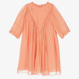 Chloé-Teen Girls Coral Pink Silk Chiffon Dress | Childrensalon Outlet