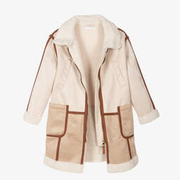 Chloé-Teen Girls Ivory & Beige Suede Coat | Childrensalon Outlet