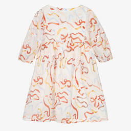 Chloé-Кремовое хлопковое платье с лентой | Childrensalon Outlet