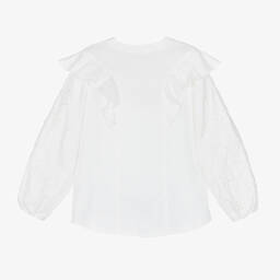 Chloé-Teen Girls Ivory Cotton Ruffle Blouse | Childrensalon Outlet