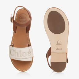Chloé-Teen Girls Ivory Leather Embroidered Sandals | Childrensalon Outlet