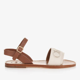 Chloé-Teen Girls Ivory Leather Embroidered Sandals | Childrensalon Outlet