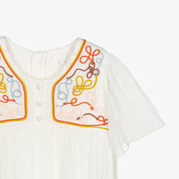 Chloé-Teen Girls Ivory Silk Chiffon Ribbon Dress | Childrensalon Outlet