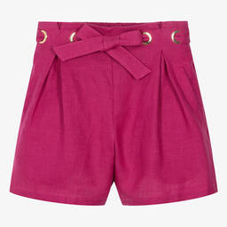Chloé-Teen Girls Magenta Pink Linen Shorts | Childrensalon Outlet