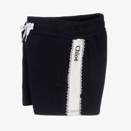 Chloé-Teen Girls Navy Blue Lace Trim Shorts | Childrensalon Outlet