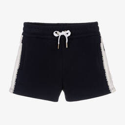 Chloé-Teen Girls Navy Blue Lace Trim Shorts | Childrensalon Outlet