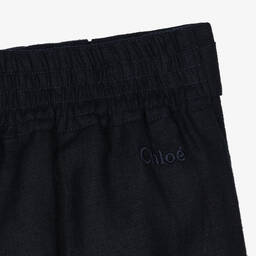Chloé-Teen Girls Navy Blue Linen Shorts | Childrensalon Outlet