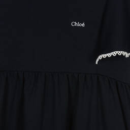 Chloé-Teen Girls Navy Blue Ruffle Sleeve Dress | Childrensalon Outlet
