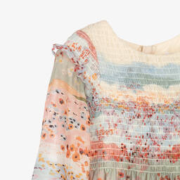 Chloé-Розово-голубое платье с маками | Childrensalon Outlet