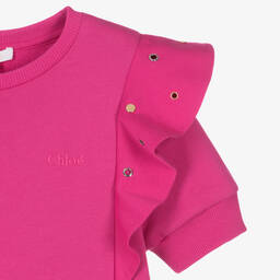 Chloé-Teen Girls Pink Cotton Eyelet Dress | Childrensalon Outlet
