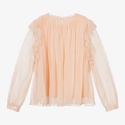 Chloé-Teen Girls Pink Pleated Silk Blouse | Childrensalon Outlet