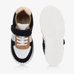 Chloé-Teen Girls White & Blue Leather Trainers | Childrensalon Outlet
