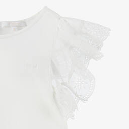 كلوي-توب بأكمام كشكش قطن عضوي لون أبيض للمراهقات | Childrensalon Outlet