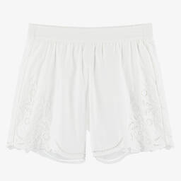 Chloé-Teen Girls White Embroidered Cotton Shorts | Childrensalon Outlet