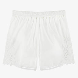 Chloé-Teen Girls White Embroidered Cotton Shorts | Childrensalon Outlet