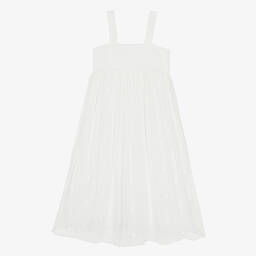 Chloé-Teen Girls White Embroidered Star Silk Dress | Childrensalon Outlet