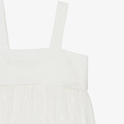 Chloé-Teen Girls White Embroidered Star Silk Dress | Childrensalon Outlet