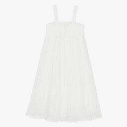 Chloé-Teen Girls White Embroidered Star Silk Dress | Childrensalon Outlet
