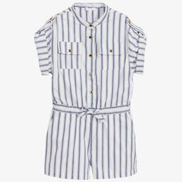 Chloé-White & Blue Cotton Playsuit | Childrensalon Outlet