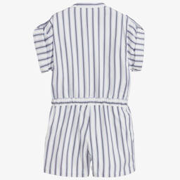 Chloé-White & Blue Cotton Playsuit | Childrensalon Outlet