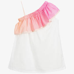Chloé-White & Pink Cotton Dress | Childrensalon Outlet