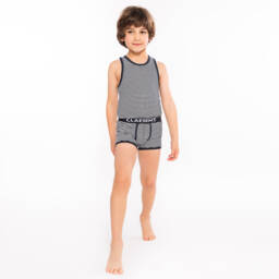  كلايسنز-شورت بوكسر قطن لون كحلي و أبيض للأولاد | Childrensalon Outlet