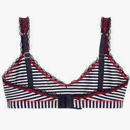 Claesen's-Girls Blue Cotton Jersey Striped Bra | Childrensalon Outlet