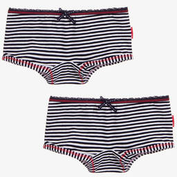  كلايسنز-سروال داخلي قطن جيرسي لون كحلي و أبيض للبنات (عدد 2) | Childrensalon Outlet