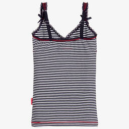 Claesen's-Girls Blue & White Cotton Vest | Childrensalon Outlet