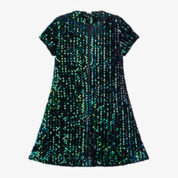 Coeur by Childrensalon-فستان مخملي أزرق-أخضر لامع للبنات | Childrensalon Outlet